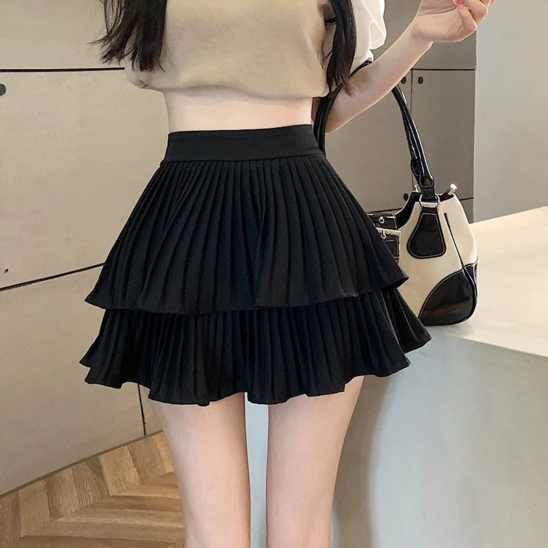 Pleated Skirt Women High Waist