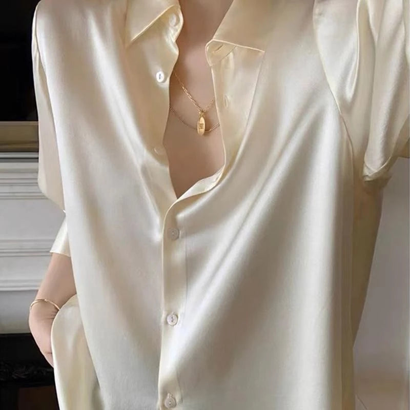 Women's solid color satin long sleeve
