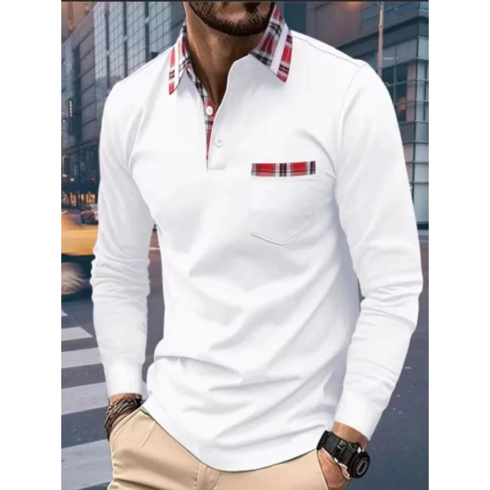 Spring And Autumn New Men's Casual Long Sleeved Polo Shirt