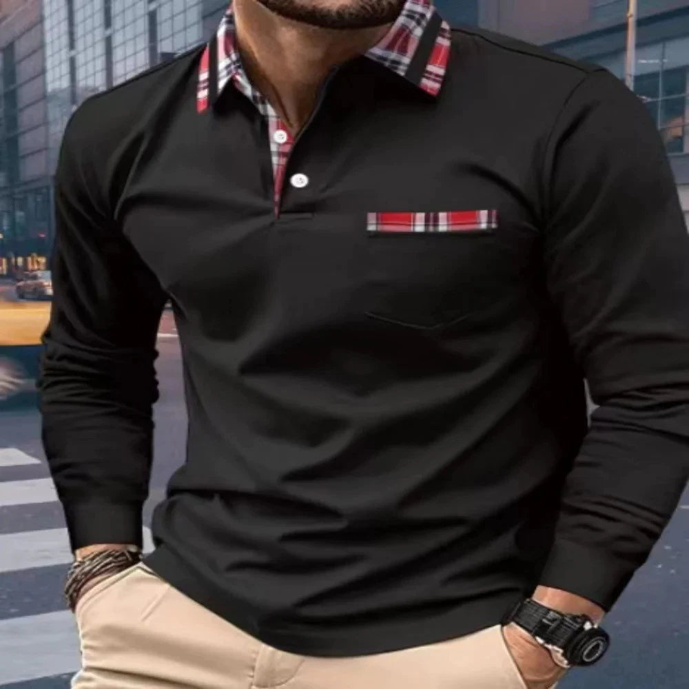 Spring And Autumn New Men's Casual Long Sleeved Polo Shirt