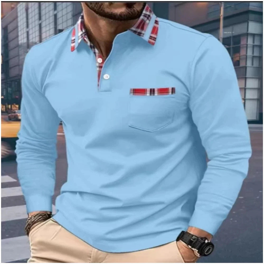 Spring And Autumn New Men's Casual Long Sleeved Polo Shirt