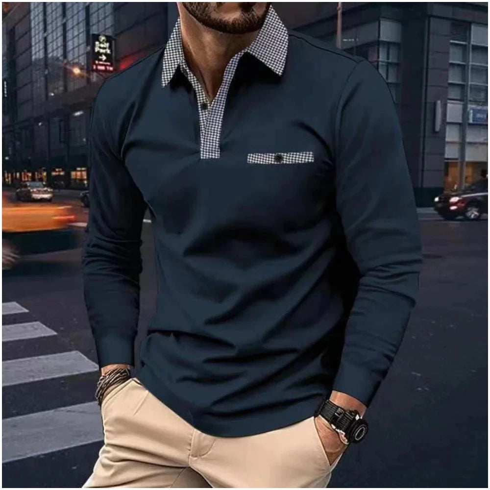 Spring And Autumn New Men's Casual Long Sleeved Polo Shirt